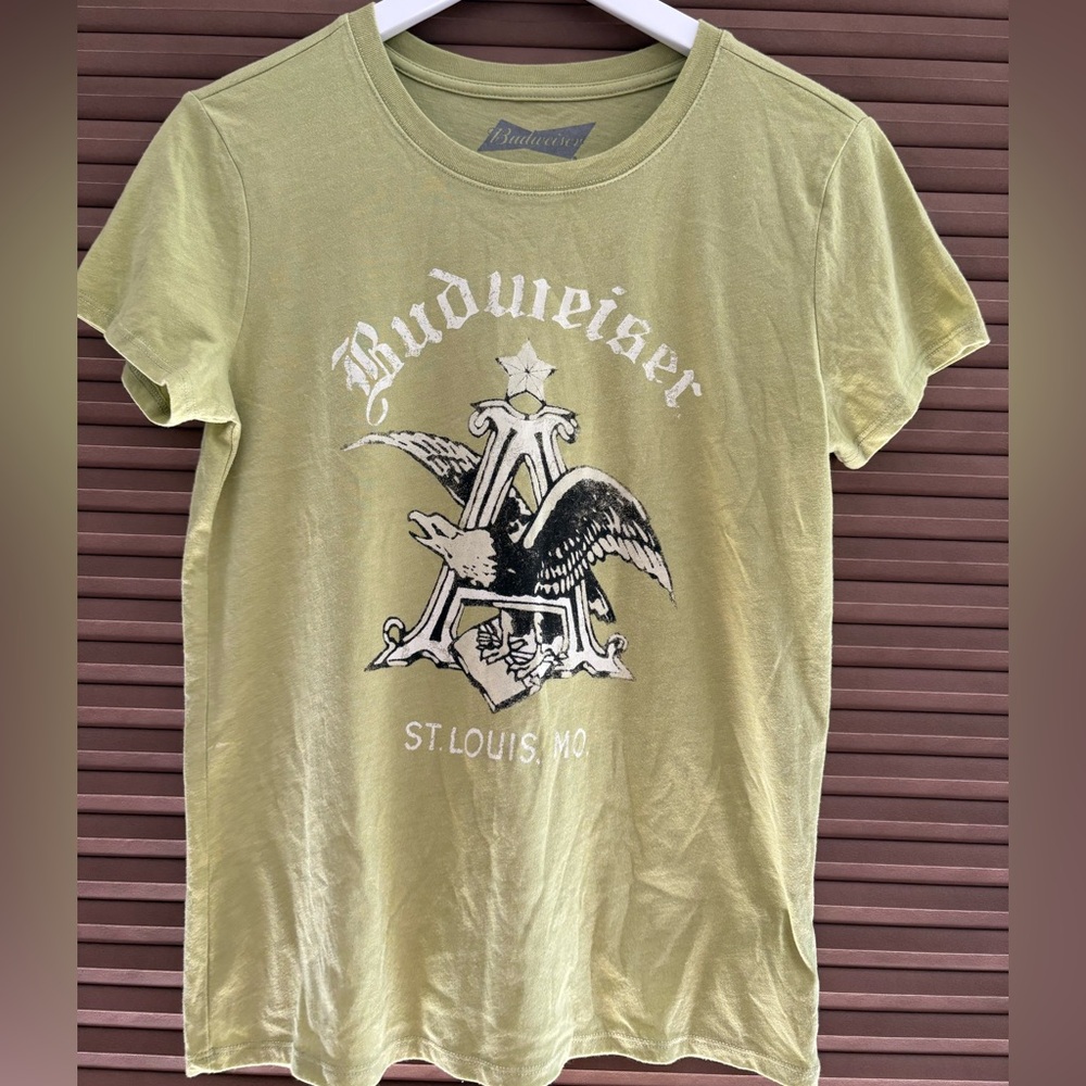 Lucky Brand Olive Green Tee with Budweiser Graphic